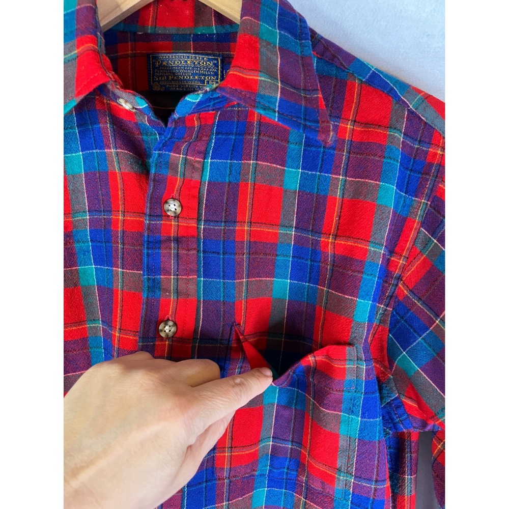Pendleton men's virgin wool vintage button up shirt MEDIUM LONG made in USA - Picture 3 of 4